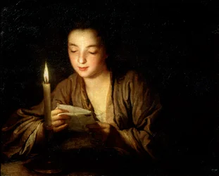 Jeune fille à la bougie, fin du XVIIe ou début du XVIIIe siècle.