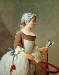 Jeune fille avec raquette et volant, v. 1740