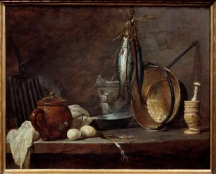 Menu maigre et ustensiles de cuisine. Nature morte