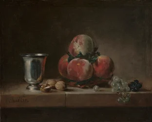Nature morte aux pêches, à une coupe d