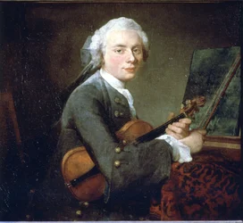 Le Jeune Homme au Violon, vers 1738. Portrait de Charles Théodose Godefroy. Huile sur toile par Jean Baptiste Simeon Chardin (1699 - 1789). Paris, Musée du Louvre.
