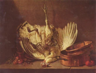 Nature morte avec une dinde suspendue