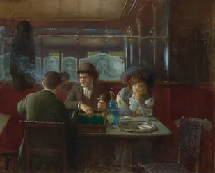 Backgammon au café par Jean Béraud