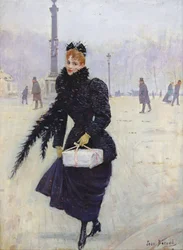 Parisienne place de la Concorde, vers 1890