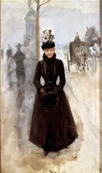 Parisienne sur le boulevard ou femme au manchon Peinture de Jean Béraud (1849-1935) 19ème siècle Tours, Musée des Beaux-Arts