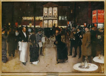 Le boulevard devant le Théâtre des Variétés, Paris, la nuit (peinture sur toile)