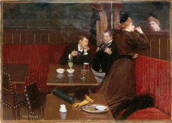 Trois personnages dans un café, vers 1890 (huile sur toile)