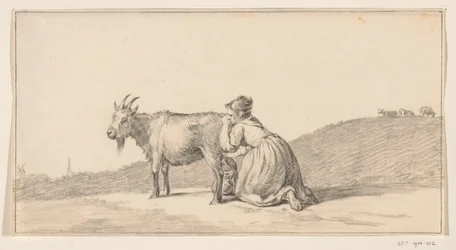Femme trayant une chèvre