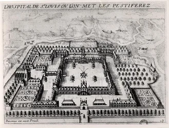 Hôpital Saint-Louis, début du XVIIe siècle (gravure)