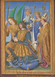 Louis XII de France en prière, accompagné de Saint Michel, Charlemagne, Louis et Denis