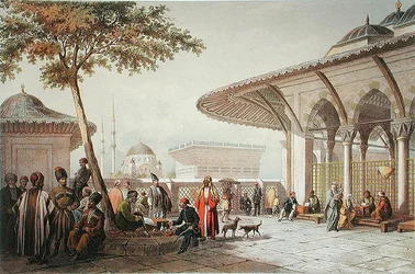 Intérieur de la Cour de la Mosquée Top-Hani, illustration de 