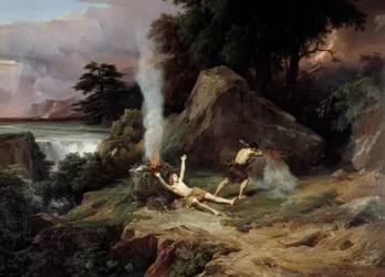 Caïn, jaloux, tue son frère Abel. Peinture de Jean Charles Rémond (1795-1875), 1838. Huile. 2,65 x 3,98 m. Musée Fabre, Montpellier