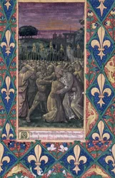 Ms. Lat. Q.v.I.126, fol. 100 : Le Baiser de Judas, tiré du « Livre d