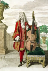 Gentleman jouant du violoncelle, publié c.1688-90