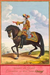 Portrait de Louis XIV à cheval à la bataille de Cambrai