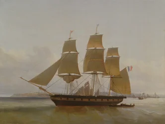 Trois-mâts, dans le port du Havre, 1846