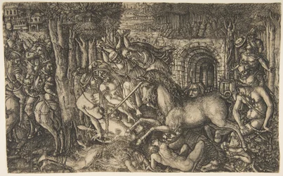 Un roi poursuivi par une licorne, de la série des Licornes, vers 1555