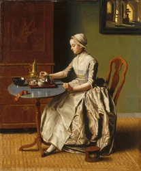 Une dame versant du chocolat, La Chocolatière, vers 1745