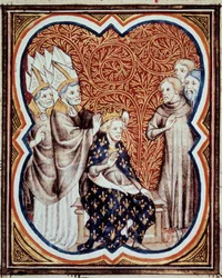 Le corre du roi Louis VI dit le Gros (1081-1137) Miniature tirée des Grandes Chroniques de France par Jean Fouquet (1420-1481) 15ème siècle Paris, B.N.