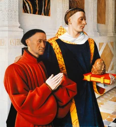 Panneau gauche du Diptyque de Melun : Étienne Chevalier avec son saint patron saint Étienne