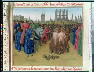 Ms Fr.6465 f.236 La supplication des hérétiques en 1210 (vélin) (voir aussi 51339)