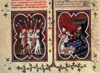 Les maréchaux Robert de Clermont et Jean de Conflans furent assassinés par Étienne Marcel (1315-1358) et ses hommes dans la chambre du dauphin Charles, futur Charles V, au Palais de la Cité le 22 février
