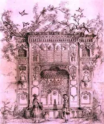 Fontaine ornementale, près de la tour de Galata à Constantinople, de 