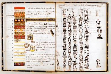 Hiéroglyphes dans le carnet de Jean-François Champollion, c1806-1832