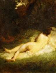 Nymphe endormie bloquée par un satyre, vers 1846-47