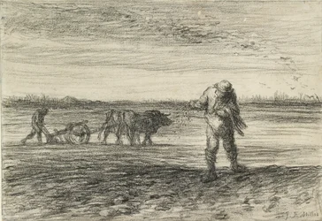 Homme labourant et un autre semant, 1849-1852