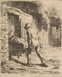 Paysanne poussant une brouette, 1855