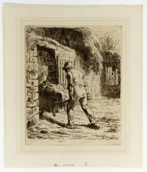 Paysanne avec une brouette