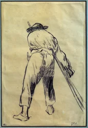 Le Moissonneur Dessin préparatoire par Jean François Millet (1814-1875) 19ème siècle Paris, Musée du Louvre