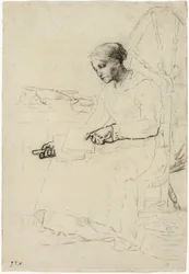 La cardeuse de laine (recto); Esquisse fragmentaire d