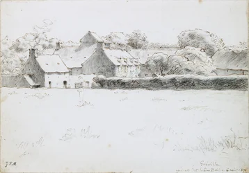 Vue des bâtiments de la ferme à travers un champ, 6 août 1871