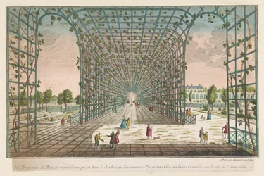 Vue de la tonnelle merveilleuse dans le jardin du gouverneur à Pondichéry