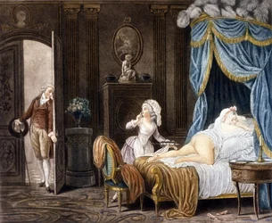 A. Schall. La femme de chambre non officielle. Gravure du XVIIIe siècle.