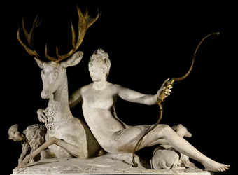 Diane chasseresse et le cerf. Le modèle fut Diane de Poitiers, duchesse de Valentinois (1499-1566), et l