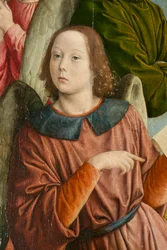 Un ange (détail). Triptyque du maître de Moulins