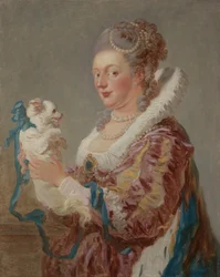 Une femme avec un chien, vers 1769