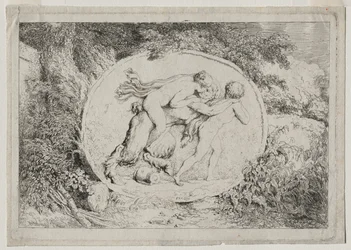 Bacchanales : Nymphe à califourchon sur un satyre