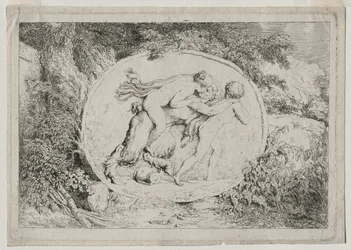 Bacchanales : Nymphe à califourchon sur un satyre, 1763
