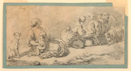 Dessin, scène pastorale, vers 1770