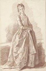 Jeune femme debout, regardant