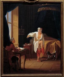 Le philosophe Voltaire dictant à son secrétaire Collini à Ferney