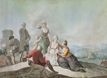 Voltaire conversant avec les paysans à Ferney