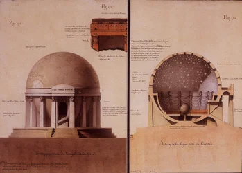 Le Temple de la Terre - Élévation et coupe par Lequeu