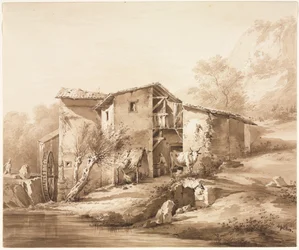 Paysage avec moulin à eau