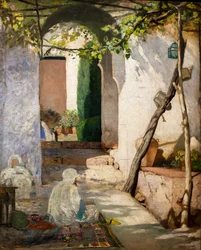 Cour marocaine, avant 1880 (Huile sur toile)