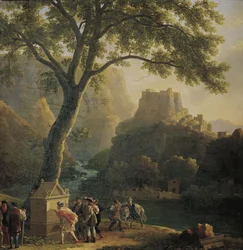 French: François Ier à la fontaine de Vaucluse François I by the fountain of Vaucluse